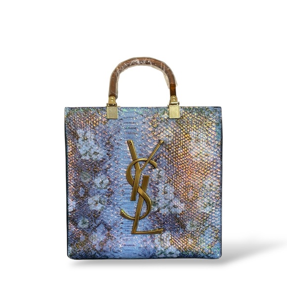 Iridescent Blue and Gold Snakeskin texture Women's Bag - Picture 1 of 6